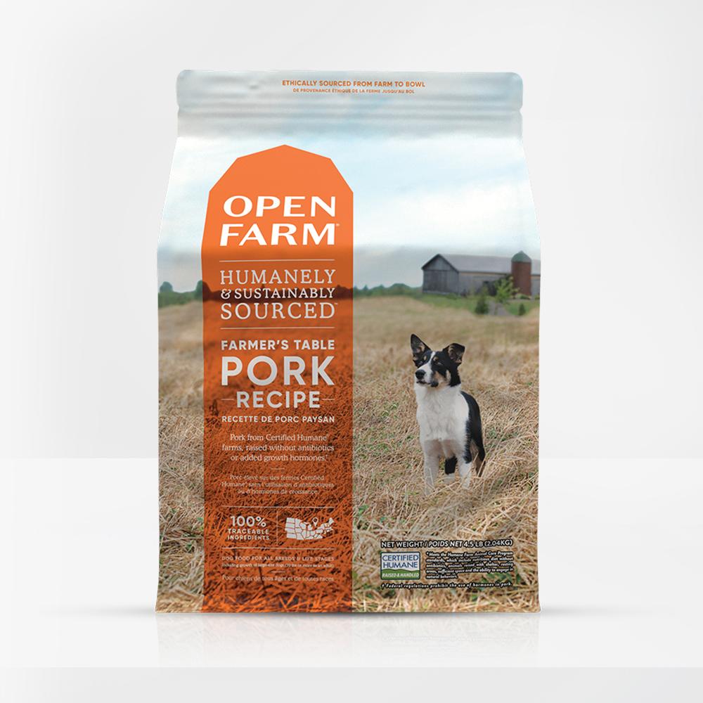 Open Farm Farmer's Table Pork Dry Dog Food packaging 
