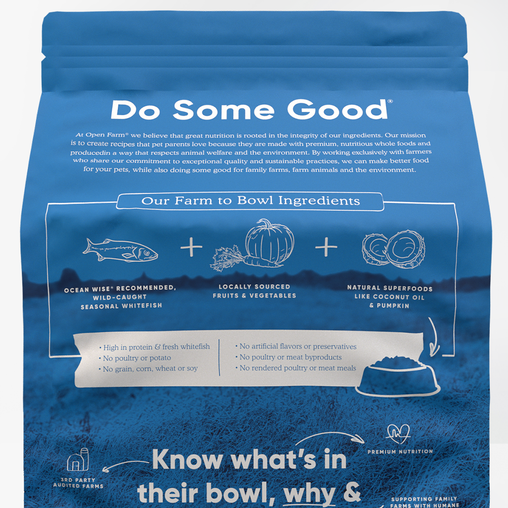 Open Farm Catch-of-the-Season Dry Dog Food packaging back 